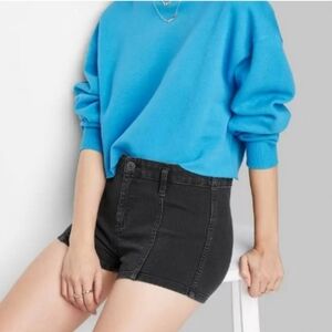 NWT Wild Fable Women's Super High Rise Seamed Black Jeans Shorts Size 10